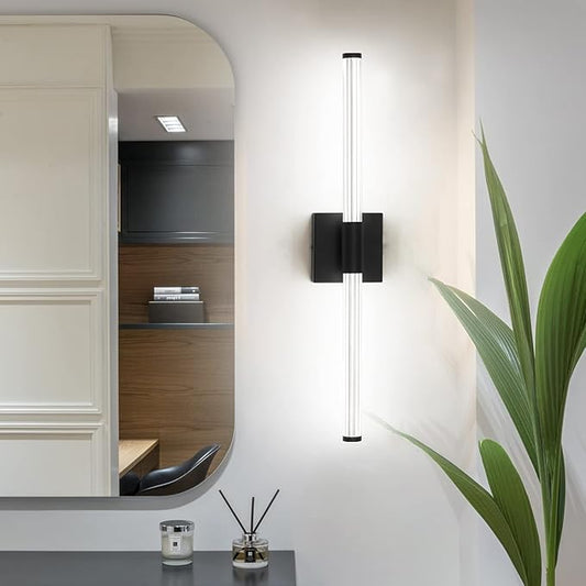 Modern LED Vanity Light, 360° Full Lighting Bathroom Light Fixture Over Mirror, 22W 5500K Cool White, Hardwired Wall Sconce, 23.6 Inch, Black