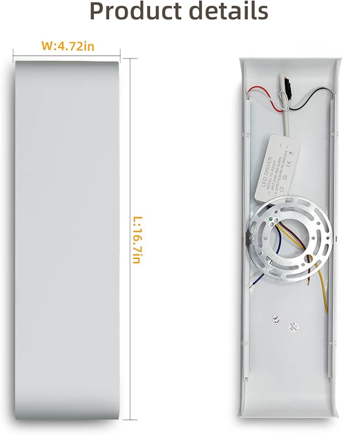 KICAAO 15.7in White Modern Wall Sconce 2-Pack,16W Indoor Vanity Light Up and Down LED Vanity Light for Bathroom Wall Lighting Fixtures Not Dimmable Not Plug (Warm Light 3000K)