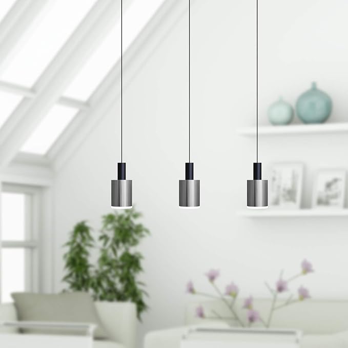 Virgo 3 Mini Pendant Lighting Black-Nickel - LED Hanging Light Fixture for Kitchen Island, Bar, Foyer - Cluster Pendants - Dimmable, Adjustable Wire, Lamp Bulb Included