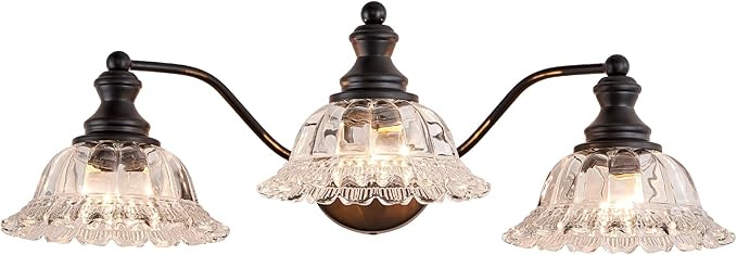 XIEDUN Farmhouse Vanity Lights for Bathroom Light Fixtures Black Vanity Lights 3 Light Bathroom Light Fixtures