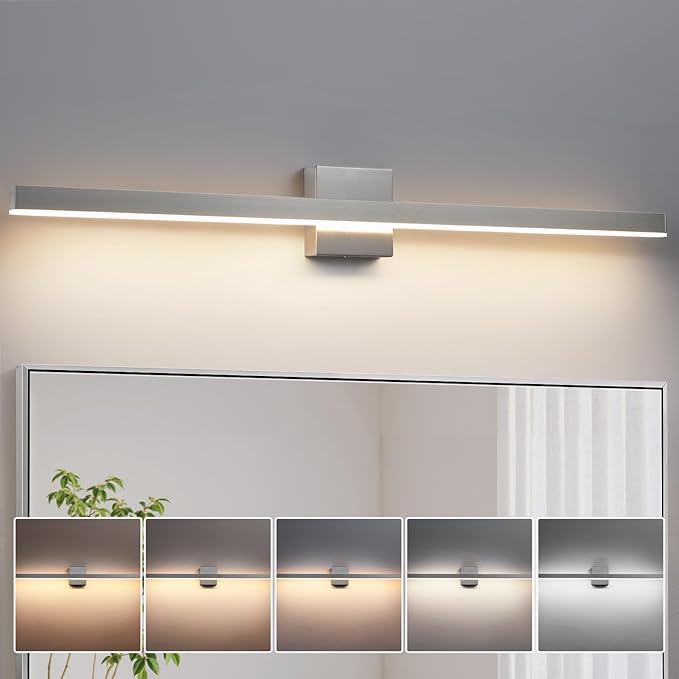 KAISITE Brushed Nickel Vanity Light for Bathroom Above Mirror 39 inch LED 5CCT Bathroom Lighting Fixtures Dimmable Modern Bath Wall Light Fixture Over Mirror