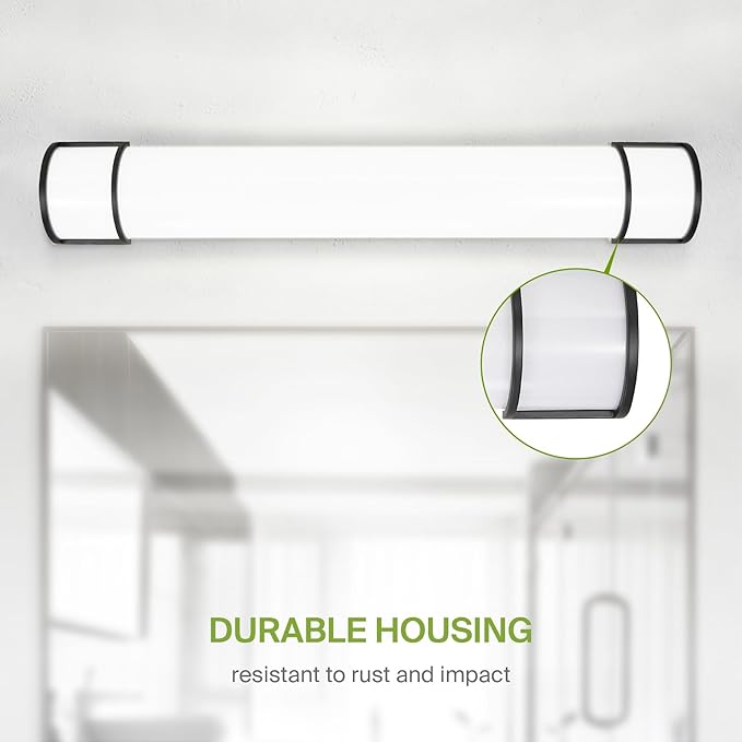 ASD LED 36" Vanity Flush Mount Light Fixture, Linear Bathroom Lighting Bar | 3CCT, Dimmable, Energy Star, ETL Listed | 30W 2650LM 3000-5000K 120V | Long Bath Wall Sconce Over Mirror | Black, 2 Pack