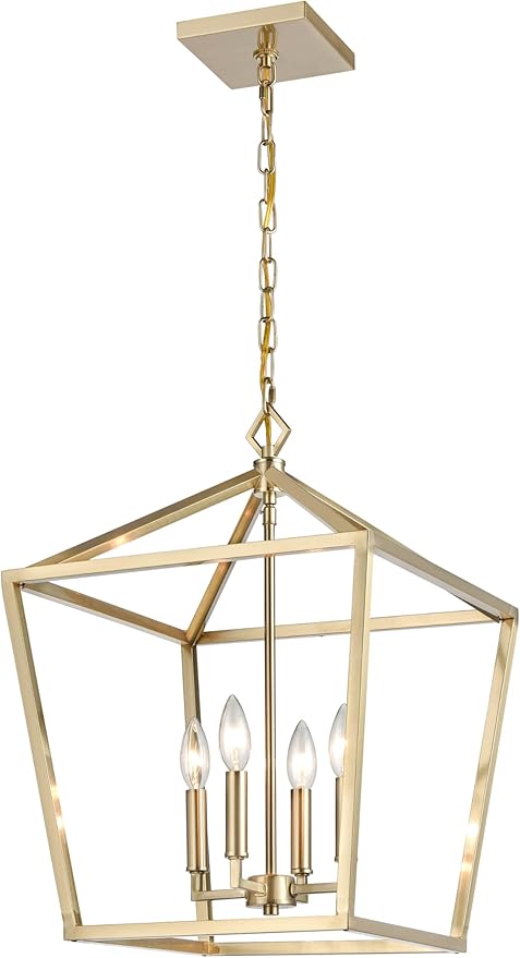 ML Lighting 3244-MG Transitional Four Light Pendant, Champ, Gld Leaf Finish, Modern Gold