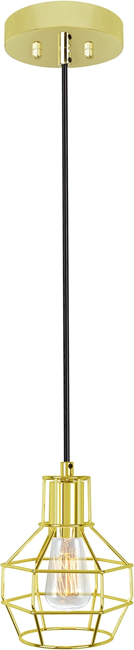 Aspen Creative 61122-11, One-Light Hanging Mini Pendant Ceiling Light, Transitional Design in Polished Brass Finish, 4-1/2" Wide