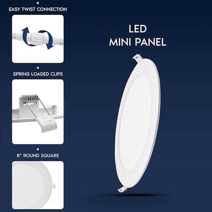 LUXRITE 8-Inch LED Recessed Light with J-Box, Canless Mini Panel Spotlight, 5CCT 2700K-5000K, 13/15/18 Watts, 1050/1250/1500 Lumens, CRI90, Dimmable, 120-277V, IC Rated, Wet Rated ETL Listed (24 Pack)
