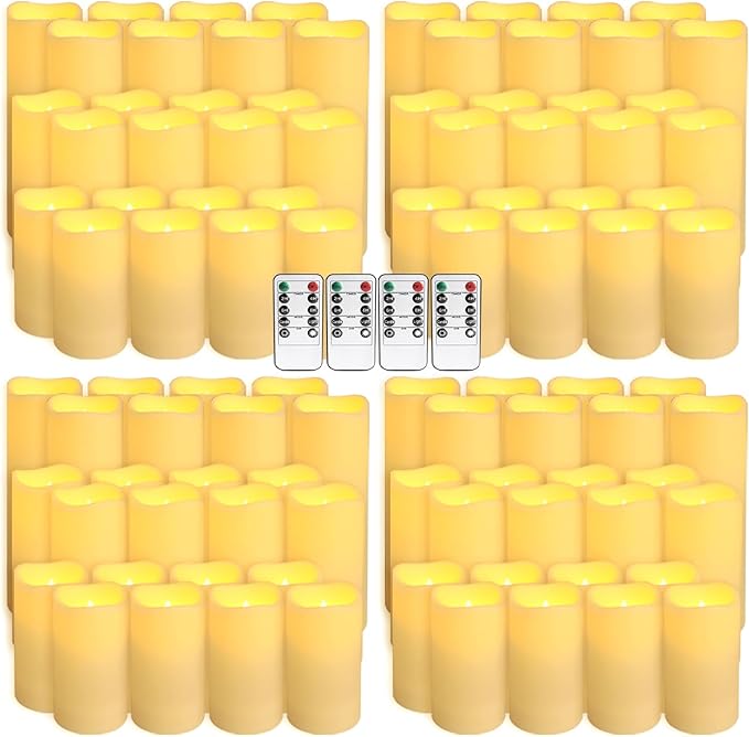 fclayvts 96-Pack LED Flameless Candles with Remote Control - Perfect for Parties, and Special Occasions(Three Sizes)