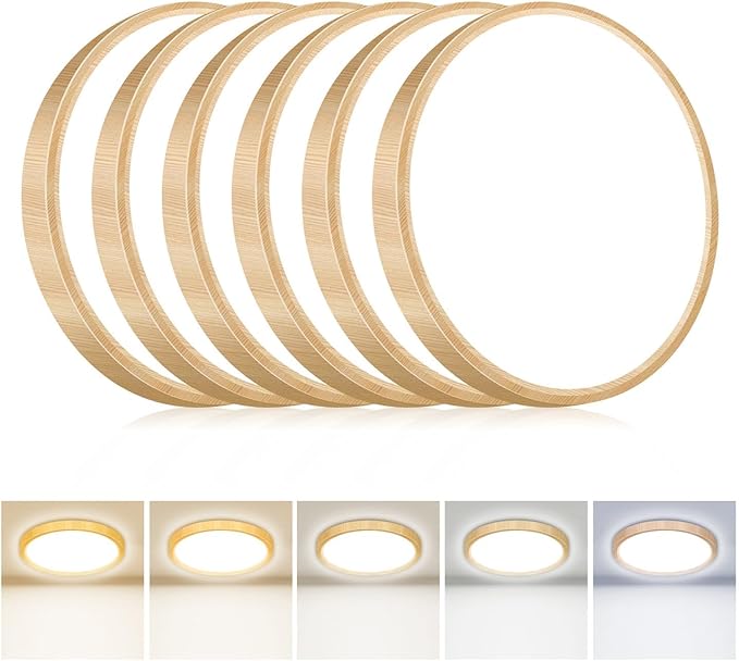 hepside 6PACK Flush Mount LED Ceiling Light Fixture 5CCT 7Inch 15W & 100W Equivalent Closet Light Fixture,Small Round Slim Surface Ceiling Lamp for Hallway,Bathroom,Bedroom,Kitchen,Interior