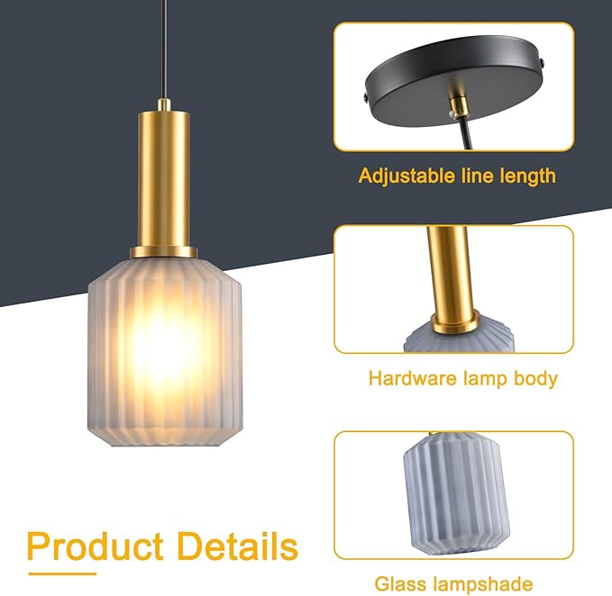 2 Pack Mid Century Smoke Gray Glass Pendant Light Fixture Brushed Gold Pendant Lights Kitchen Island Modern Globe Pendant Lighting Adjustable Modern Entry Hanging Light