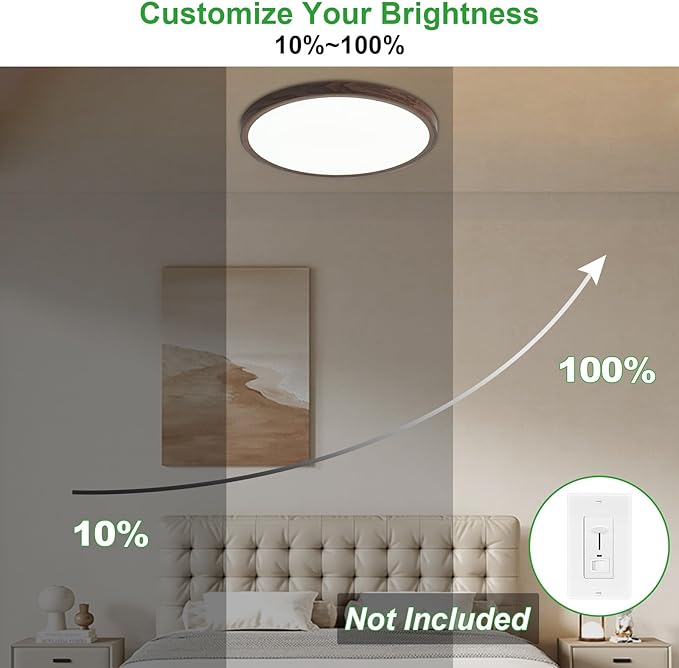 LED Flush Mount Ceiling Light: 7 inch 1Pack Super Slim Dimmable & 5CCT (2700-6500K) Kitchen Lighting Fixtures Ceiling - 12W Walnut Low Profile Ceiling Lamp for Bedroom Garage Hallway
