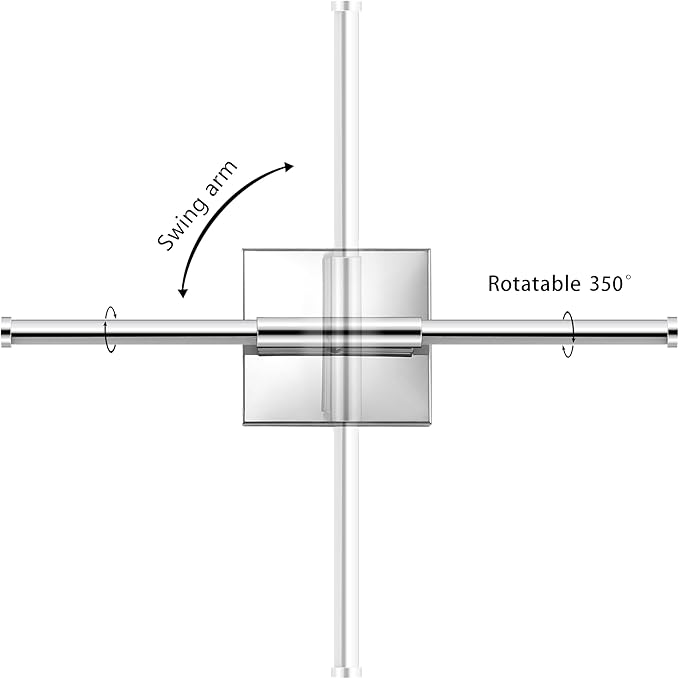 JONATHAN Y 16.25" Chrome Modern Dimmable Integrated LED Wall Sconce, Minimalist Adjustable Metal Vanity Light for Bathroom Mirror, Bedroom, Hallway, 3000K, ETL Listed JYL7039A