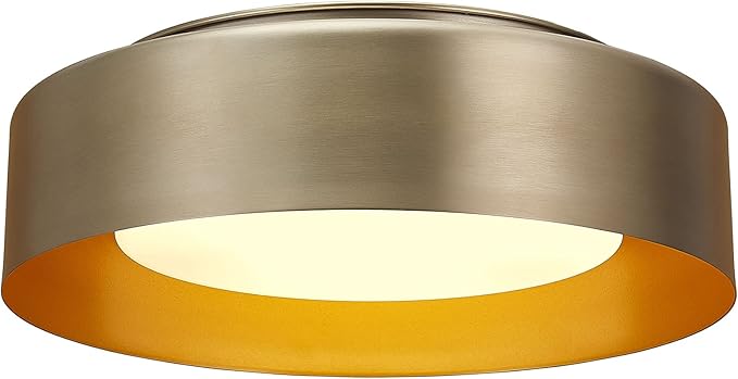 16in Ceiling Light, 3-Light E26 Bulb Type, Frosted Glass Lampshape, Large Modern Flush Mount Lamp Fixture for Living Room Bedroom Kitchen Hallway Foyer, Gold