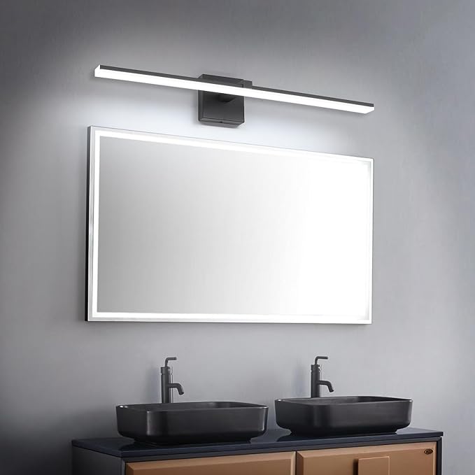 ZUZITO 40in Bathroom Light Fixtures Black Modern LED Vanity Lights Bar for Bathroom 5CCT Dimmable 28W Lighting Fixtures for Bath Wall
