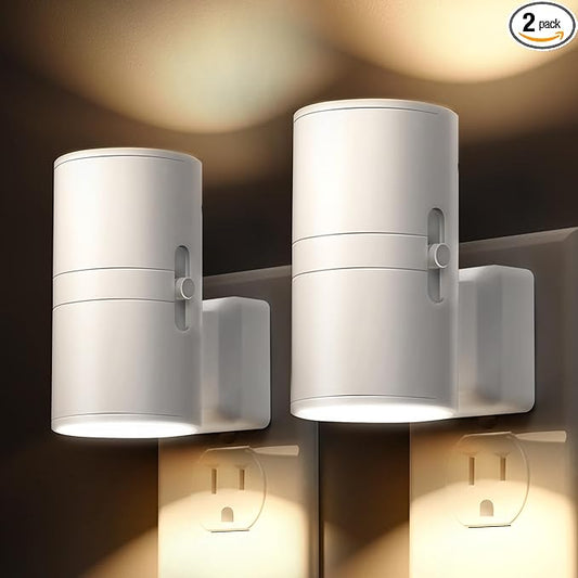 L LOHAS LED Night Light Plug in, Night Lights Plug into Wall, Light Sensor, 0-100LM Soft White 3000K, Dimmable Night Light, Modern Nightlight for Kids Bathroom Hallway Bedroom Kitchen Stairway, 2 Pack