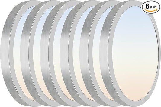 Hlite 6pack 12 inch Flush Mount LED Ceiling Light Fixture,24W 2400LM Super Slim Light Fixtures Ceiling Mount 3000K/4000K/5000K 3CCT Selectable,Light Fixtures for Kitchen,Bedroom (Nickel)