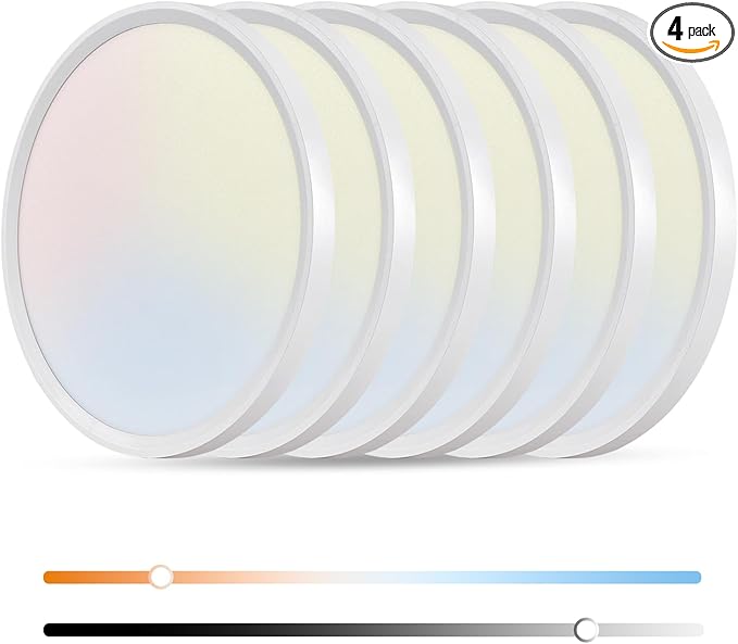6PK Dimmable 15.8 Inch Led Ceiling Light Flush Mount, 34W, 3060LM, 3000K/3500K/4000K/5000K/6500K CCT, 0.98" Super Slim Close to Ceiling Round Flat Panel Light for Hallway,Kitchen ect, White