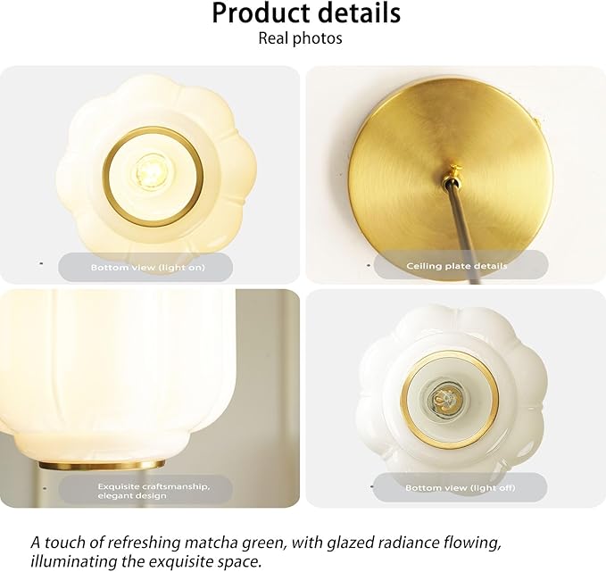 Vintage Milk Glass Pendant Lights Kitchen, Brass Color Glass Ceiling Light Fixture, Retro Industrial Pendant Lighting for Dining Room, Kitchen, Bedroom, Entryway, Hallway (White and Gold, 7in)