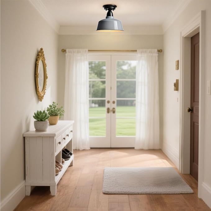 White Ceiling Light Fixture Macarons Indoor Hallway Ceiling Light Kitchen Over Sink Laundry Basement 10 in Barn Outdoor Ceiling Lights for Porch…
