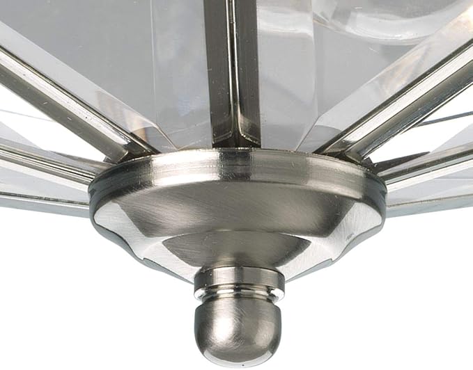 Progress Lighting P5789-09 Octagonal Close-To-Ceiling Fixture with Clear Bound Beveled Glass, Brushed Nickel