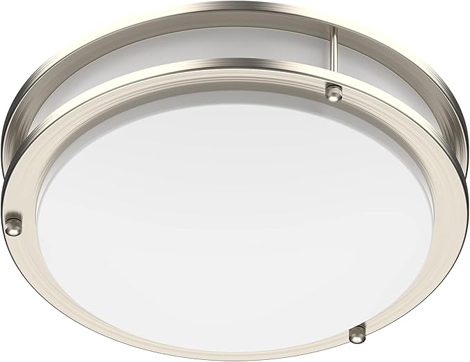 DYMOND 10 Inch LED Ceiling Light Flush Mount Dimmable Surface Mount Brushed Nickel Light Fixture for Kitchen, Hallway, Bathroom, Bedroom