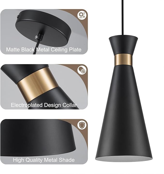 2026 New Pendant Lights Kitchen Island 3 Pack Black Gold, 5.9" Mini Modern Island Lights for Kitchen Pendant Light fixtures Adjustable Hanging Small Farmhouse Kitchen Island Lighting for Sink Bar