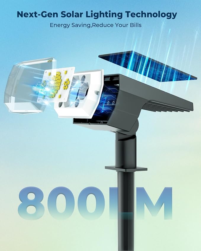 Solar Lights Outdoor Waterproof IP67, 6 Pack 64 LED Outdoor Solar Lights, 3 Lighting Modes Auto On/Off Solar Spot Lights Outdoor for Garden, Yard, Landscape - Cool Daylight