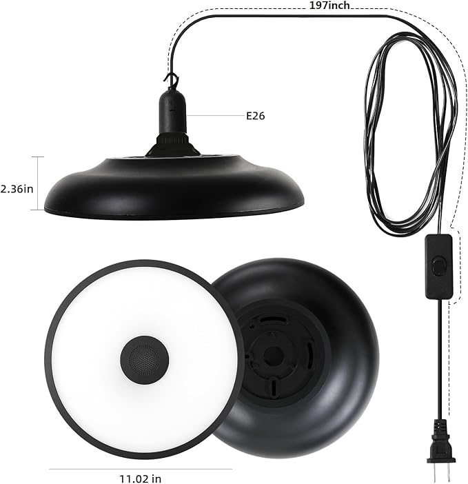 HOREVO Plug in Pendant Light Hanging Lamp Fixture for Kitchen Island 18W Farmhouse Adjustable Pendant Lighting with Color Change for Kitchen, Bar, Dining Room, Bedroom, Living Room, Entryway, Garage