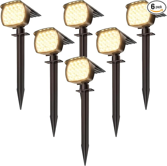 Solar Spot Lights Outdoor, 6 Pack 58 LED Solar Landscape Spotlights, Auto On/Off 3 Lighting Modes, 2-in-1 IP65 Waterproof Solar Landscape Lights for Yard Garden Pathway Tree