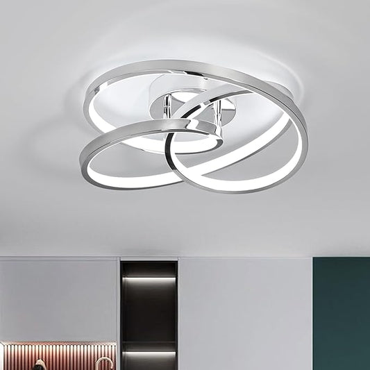 LED Ceiling Light Fixtures,36W Flush Mount Modern LED Ceiling Light,Cool White 6000K Close to Ceiling Lights for Hallway Bedroom Dining Room Kitchen Bathroom (Chrome, 6000K)