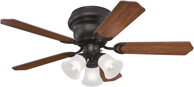 Westinghouse Contempra Trio 42 Inch Ceiling Fan with Light, Indoor Oil Rubbed Bronze Ceiling Fan for Small Rooms, Reversible Blades Dark Cherry/Walnut, LED Bulbs Included