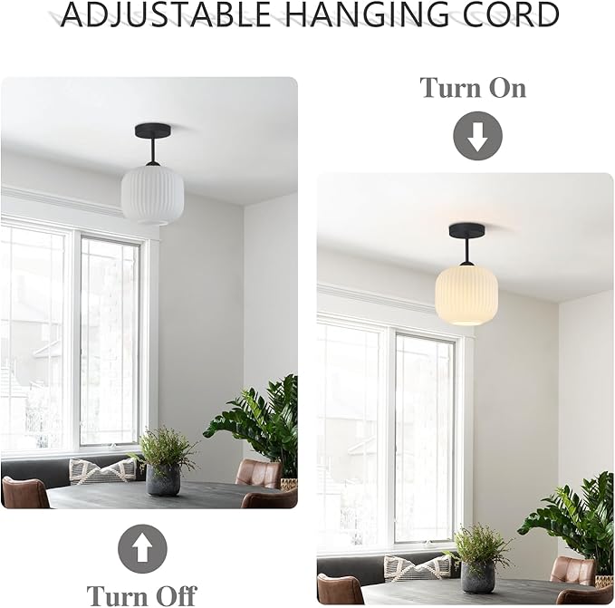 Black and White Flush Mount Ceiling Light Vintage Milk Glass Semi Flush Mount Ceiling Light Black Modern Globe Ceiling Lighting for Bedroom Bathroom Living Room