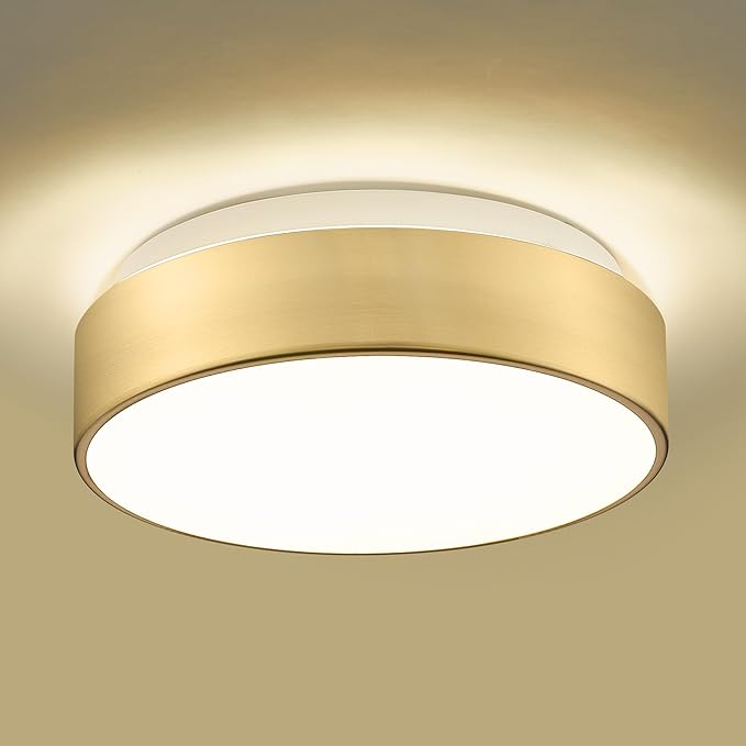 AUTELO 2 Pack 12" Ceiling Light, Gold Flush Mount Ceiling Light, Light Fixtures Ceiling Mount with Frosted Glass in Brushed Gold Finish, Ceiling Light Fixture for Bedroom, C3312 BRZ E26-2P