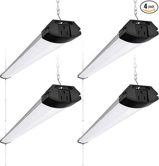 Barrina BS84 LED Shop Lights for Workshop 4FT, 84W, 10000LM, 6500K Linkable Light Fixture for Garage, Basement, Hanging or Flush Mount, 4 Packs