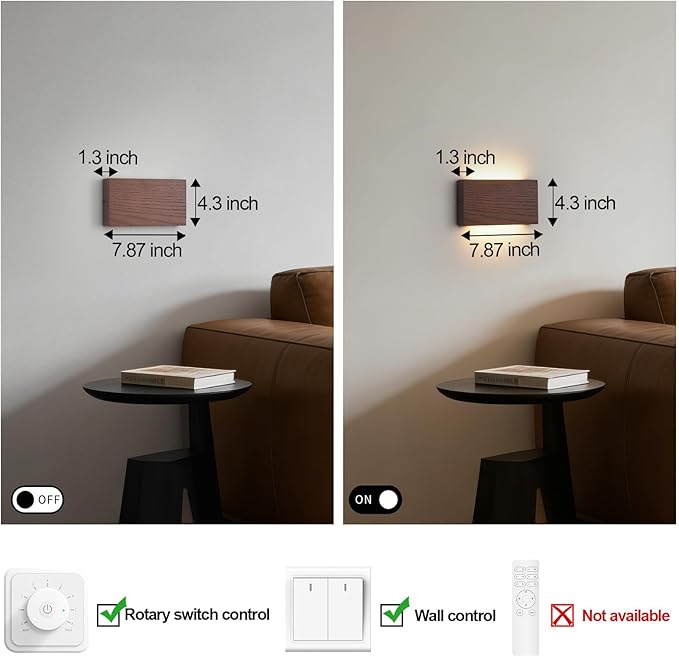 Wood Linear LED Wall Sconce, Dimmable Wall Light, Wood Long Wall Lamp Hallway wall Lights fixtures wall Mounted Lights，Warm Light lamp