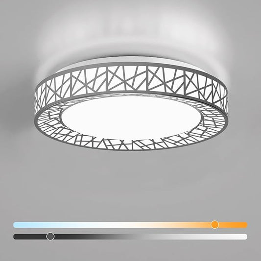Lightania 14 Inch Flush Mount Ceiling Light, Modern Brushed Nickel LED Ceiling Light Fixture, 24W 2400LM 2700-6500K Adjustable, Dimmable Ceiling Lights for Bedroom, Kitchen, Hallway, Bathroom, ETL