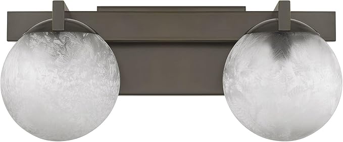 Savoy House 8-1017-2-15 Darien Contemporary Ice Glass Bathroom Vanity Wall Light, 2-Light 120 Total Watts, 7" H x 17" W, Mediterranean Bronze