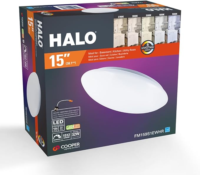 HALO 15 inch LED 5CCT Selectable Low Profile Round Flushmount
