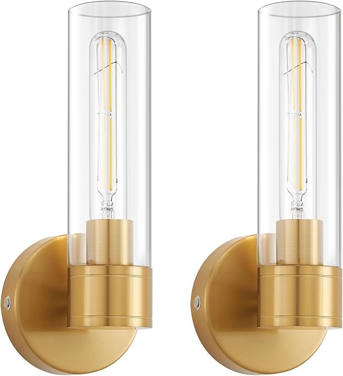 Brushed Gold Wireless Wall Sconce Set of 2, 12000 mAh Battery Operated Wall Lights with Remote Control, Rechargeable Dimmable Wall Lamps for Bedroom Bathroom Living Room Hallway Stairwell, 3000K