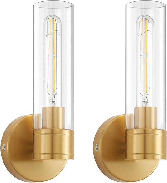 Brushed Gold Wireless Wall Sconce Set of 2, 12000 mAh Battery Operated Wall Lights with Remote Control, Rechargeable Dimmable Wall Lamps for Bedroom Bathroom Living Room Hallway Stairwell, 3000K