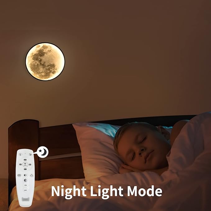 QIYIMEILUX Dimmable Moon Wall Sconce Plug in Modern LED Wall Light with Remote Control 9.5inch 15W Black Wall Lamp Indoor Wall Mounted Lighting Ceiling Light Fixture for Living Room Bedroom