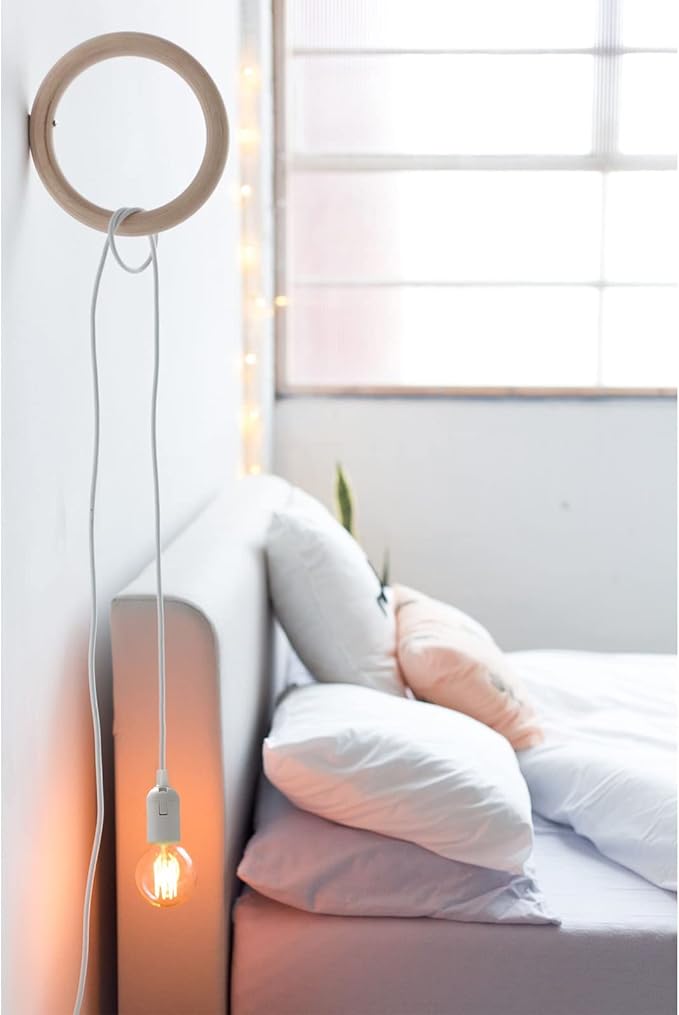 Plug in Hanging Light Kit, Retro Hanging Lights with Plug in Cord, E26 E27 Industrial Pendant Light Fixture, 9.8 FT Cord with On/Off Switch Hanging Lamp for Living Room Bedroom 2 Pack (White)