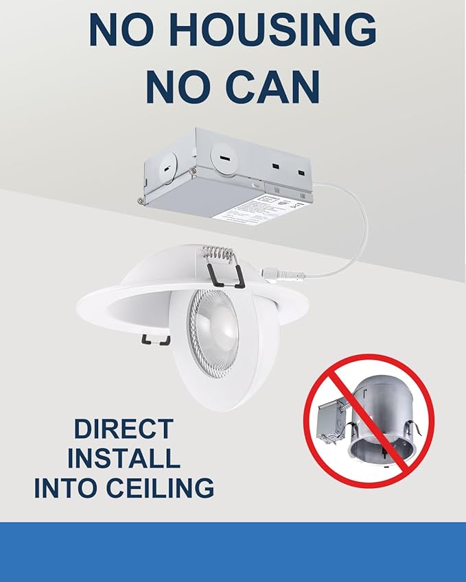 POPANU Recessed Lighting 4 inch Gimbal 9W 5CCT Swivel Ceiling Eyeball Spotlight 4inch Dimmable Recessed Lights, Soffit Indoor Directional Lighting, 90° Tilt and 360° Rotation White 2 Pack