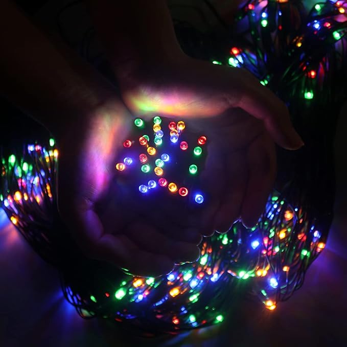 Pooqla Christmas Net Lights, 300LED Outdoor Mesh Light 14.8x4.9 ft Fairy String Mesh Light 8 Modes Green Wire, Connectable Waterproof for Bushes Tree Garden Christmas Decor, Colorful