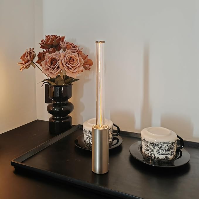 Cordless Lamp Small Lamps For Small Spaces Rechargeable Battery Operated Lights Mini Touch Lamp Mood Lighting Mood Lighting Portable Camping Lanterns For Dining Bar Patio Bedside Bookshelf (Silver-)