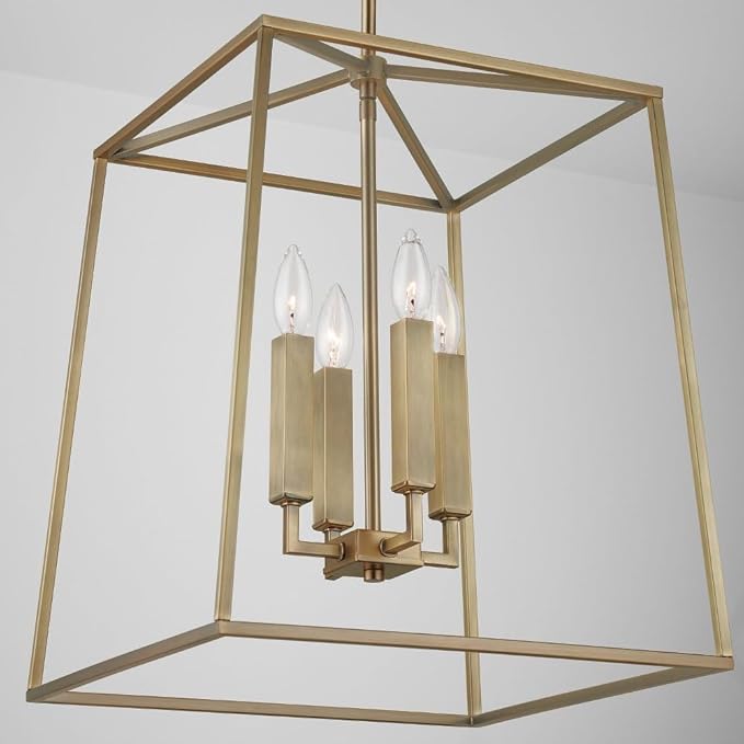 Capital Lighting 537642PN Thea Lantern Foyer Pendant, 4-Light 240 Total Watts, 20" H x 16" W, Polished Nickel