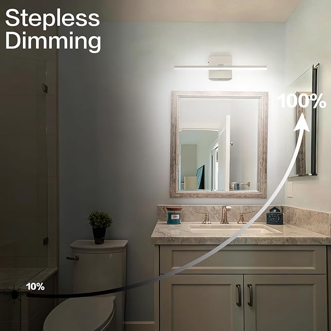 ZUZITO 18 Inch Vanity Lights for Bathroom Brushed Nickel Over Cabinet Arm Extra Wide LED Bar 5CCT 2900K 6000K ETL IP44