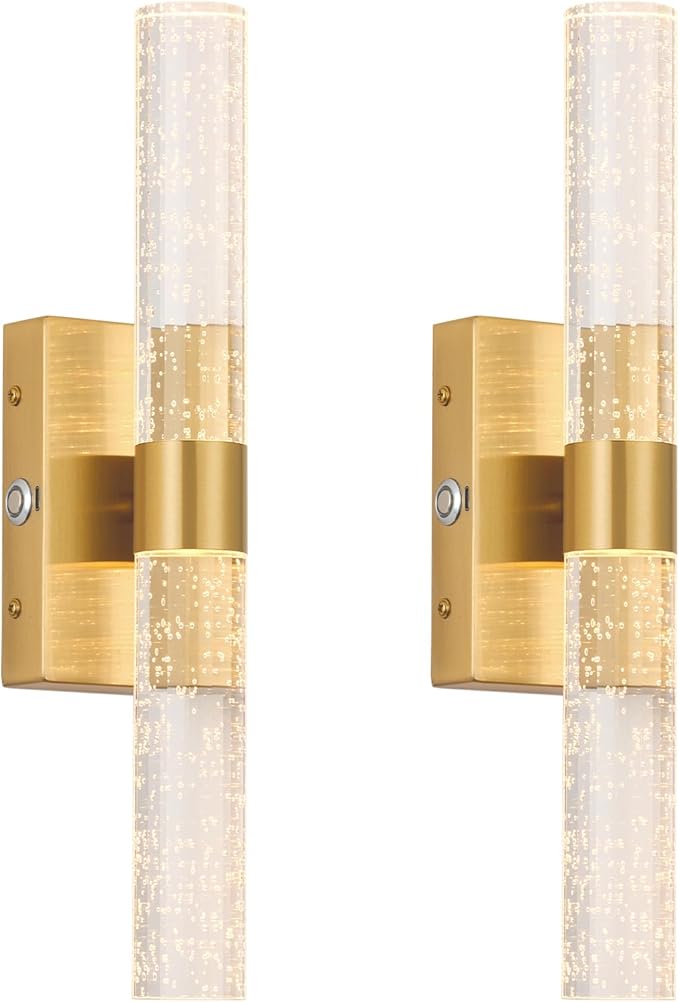 20000mAh Battery Operated Wall Sconces Set of 2, 3CCT, Gold Rechargeable Wall Light with Remote Control, 3000K-6000K Dimmable LED Wireless Sconces for Bedroom, Living Room, 15.6 Inch
