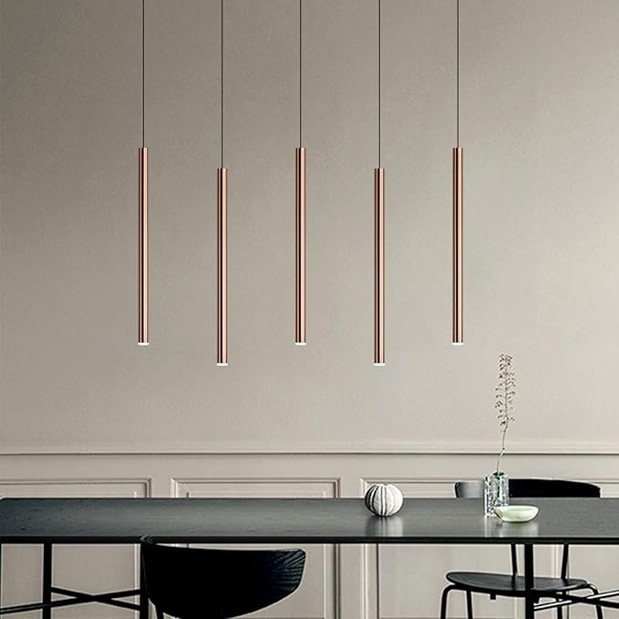 CANALIS 5 Mini Pendant Lighting Copper - LED Hanging Light Fixture for Kitchen Island, Bar, Foyer - Cluster Pendants - Dimmable, Adjustable Wire, Lamp Bulb Included