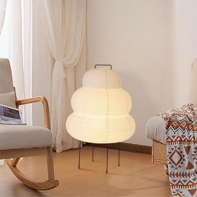Noguchi Style Akari Floor Lamp, Rice Paper Lantern for Establishing A Warm and Cozy Ambiance in Any Room (Cloud), Japanses Floor Lamp