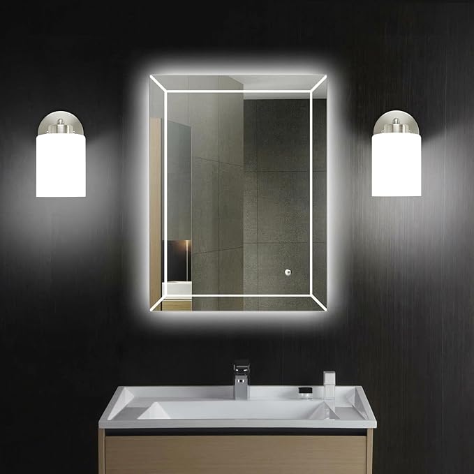 Frosted Wall Sconce Set of Two,Brushed Nickel Bathroom Vanity Lights,Modern Vanity Light,Farmhouse Wall Light Fixtures for Bathroom,Livingroom,Hallway