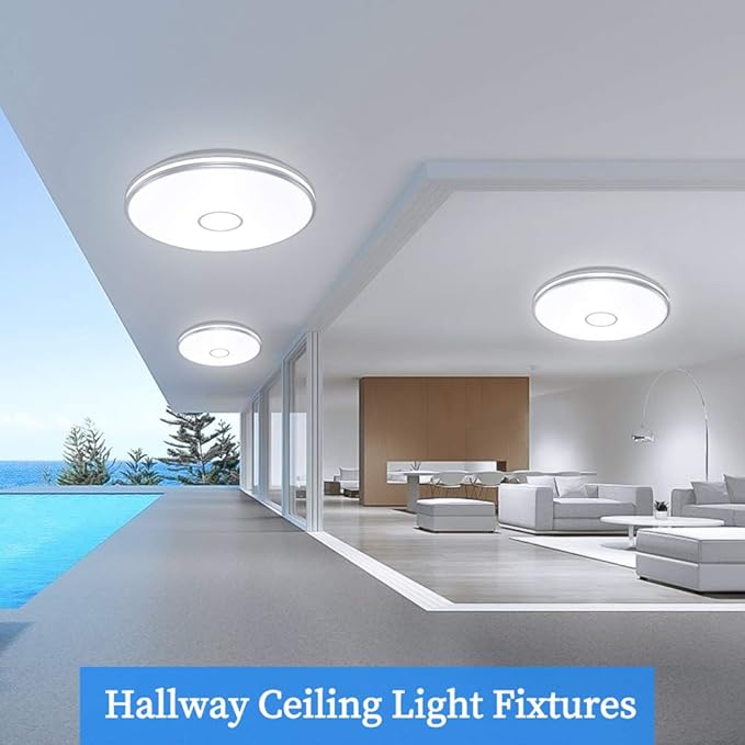 Airand LED Flush Mount Ceiling Light Fixture, 15 Inch LED Ceiling Lights 5000K 3800LM Water-Proof Round Modern Lamp for Bedroom Kitchen Dining Room Hallway Laundry Warehouse Daylight Lighting